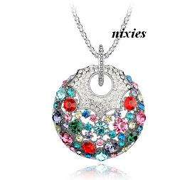 HUGE MULTI-COLOR SWAROVSKI SWEATER NECKLACE