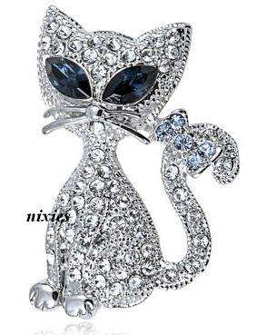 CUTE SWAROVSKI DIAMONDS "CAT" BROOCH