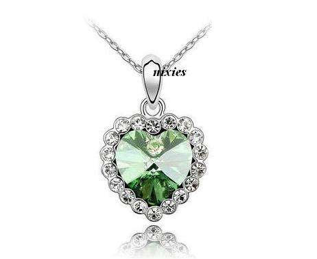 GORGEOUS PERIDOT SWAROVSKI HEART NECKLACE