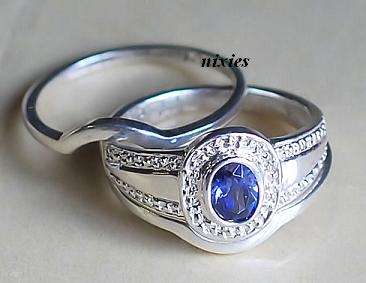 **NEW**  3 PIECE TANZANITE WEDDING SET  - SIZE 9(S)