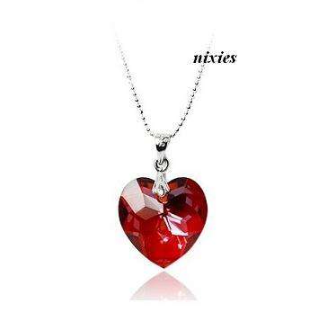 MYSTERIOUS DEEP RED SWAROVSKI HEART PENDANT