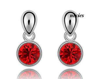 RARE RED SWAROVSKI CRYSTAL DANGLING STUDS