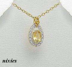 AWESOME 14K/925 YELLOW GOLD CITRINE & DIAMOND PENDANT