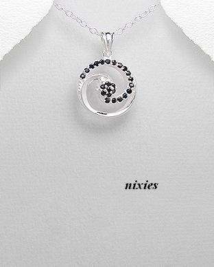STYLISH BLACK & WHITE DIAMOND PENDANT IN SOLID 925 STERLING SILVER