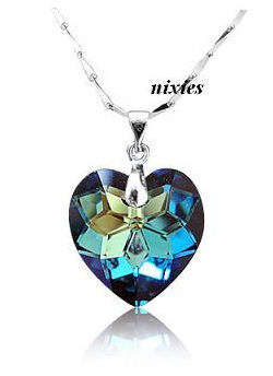 DRAMATIC LONDON BLUE TOPAZ SWAROVSKI HEART PENDANT