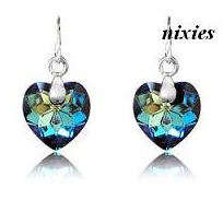 DRAMATIC LONDON BLUE TOPAZ SWAROVSKI HEART EARRINGS