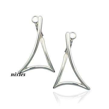 LARGE FREE STYLE WHITE GOLD EARRINGS