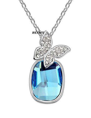 LOVELY BLUE TOPAZ SWAROVSKI  NECKLACE