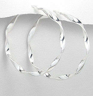HUGE TWISTED SILVER HUGGIE EARRINGS
