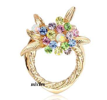 LOVELY MULTI-COLOUR SWAROVSKI BROOCH