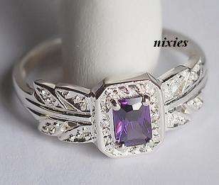 GORGEOUS SOLID 925 STERLING SILVER AMETHYST CZ RING - SIZE 7(O)