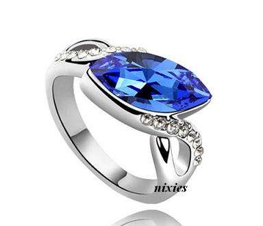AMAZING TANZANITE SWAROVSKI CRYSTAL RING - SIZE 7(O)