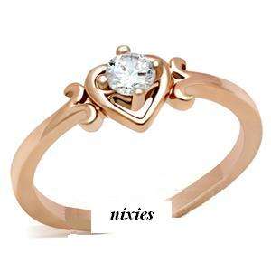 CHARMING ROSE GOLD DIAMOND CZ RING - SIZE 6(M)