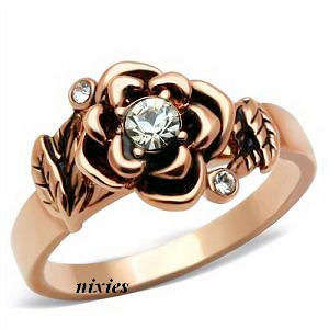 ADORABLE ROSE GOLD DIAMOND CZ RING - SIZE 6(M)
