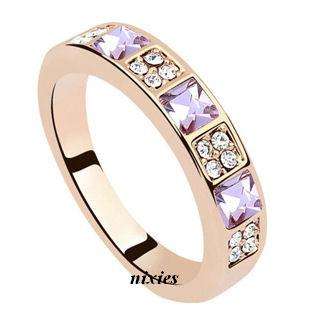 LOVELY AMETHYST SWAROVSKI PROMISE RING - SIZE 7(O)