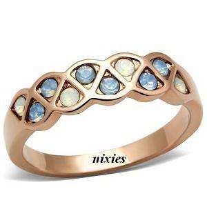 CHARMING ROSE GOLD FIRE OPAL PROMISE RING - SIZE 8(Q)