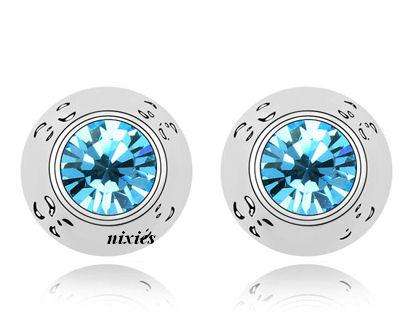 ATTRACTIVE BLUE TOPAZ SWAROVSKI EARRING STUDS