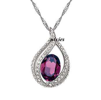 RHODOLITE GARNET SWAROVSKI SOLITAIRE PENDANT  on chain