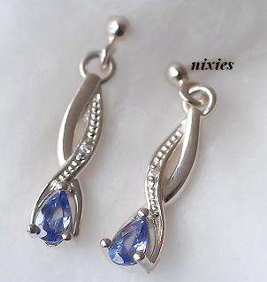 **NEW** LOVELY SOLID 925 STERLING SILVER SIMULATED TANZANITE STUDS
