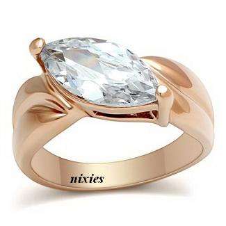 **NEW** CHARMING ROSE GOLD DIAMOND CZ RING - SIZE 6(M)