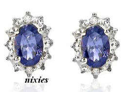BEAUTIFUL 1.19CT GENUINE TANZANITE & DIAMOND 925 STERLING SILVER EARRINGS