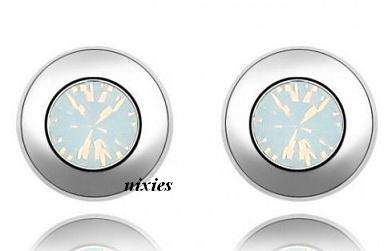 GORGEOUS DAINTY MILKY MYSTIC TOPAZ SWAROVSKI EARRING STUDS