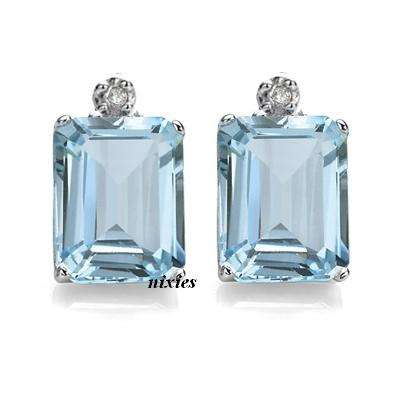 PERFECT 2.49CT BLUE TOPAZ & DIAMOND CZ 925 STERLING SILVER EARRINGS