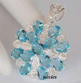 LOVELY SILVER BLUE TOPAZ PENDANT
