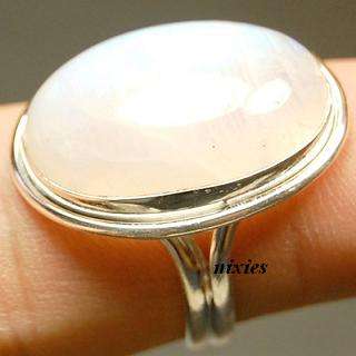 ASTONISHING SOLID STERLING SILVER LARGE MOONSTONE RING - SIZE 9.5(T)