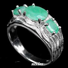 **NEW** GENUINE 2CT EMERALD 925 STERLING SILVER RING - SIZE 6.5(N)