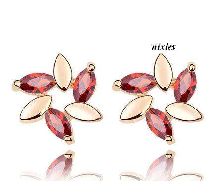ADORABLE GARNET CZ EARRING STUDS