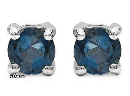 SPECTACULAR 0.70CT LONDON BLUE TOPAZ 925 STERLING SILVER EARRINGS