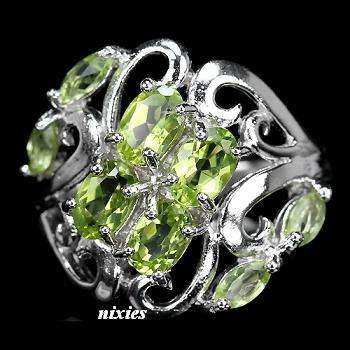 GENUINE 2.5CT PERIDOT 925 STERLING SILVER RING - SIZE 8(Q)