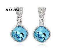 LOVELY SKY BLUE TOPAZ SWAROVSKI EARRINGS