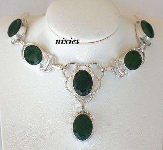 NATURAL EMERALD SILVER NECKLACE