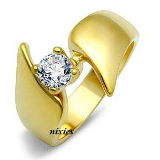 0.80CT DIAMOND SIMULANT YELLOW GOLD EP RING - SIZE 7(O)