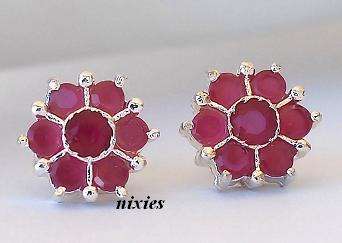 BEAUTIFUL RICH RUBY QUARTZ EARRING STUDS