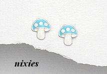 CUTE 925 STERLING SILVER KIDS MUSHROOM STUDS