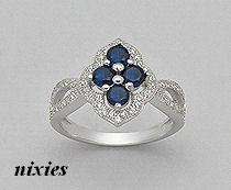 LOVELY SOLID 925 STERLING SILVER SAPPHIRE CZ RING - SIZE 7(O)