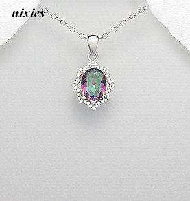 ATTRACTIVE SOLID 925 STERLING SILVER MYSTIC TOPAZ PENDANT