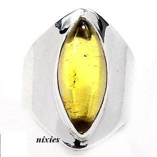 AWSOME SOLID STERLING SILVER AMBER RING - SIZE 6(M)
