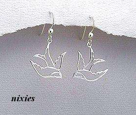 CHARMING SOLID 925 STERLING SILVER "BIRD" EARRINGS