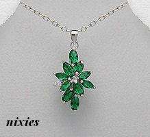 STUNNING SOLID 925 STERLING SILVER EMERALD CZ PENDANT