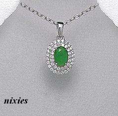 AWESOME SOLID 925 STERLING SILVER EMERALD CZ PENDANT