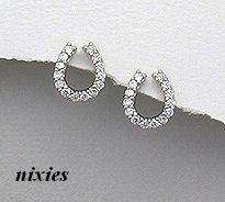 EXQUISITE PURE 925 STERLING SILVER DIAMOND CZ HORSE SHOE EARRINGS