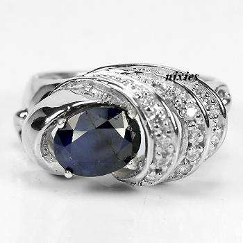 SPECTACULAR GENUINE 2CT GENUINE SAPPHIRE 925 STERLING SILVER RING - SIZE 7.5(P)