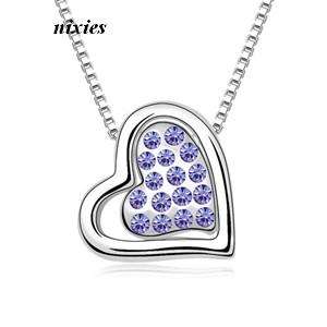 ADORABLE SWAROVSKI ELEMENTS AMETHYST HEART NECKLACE
