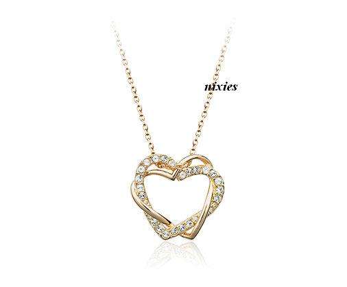 AWESOME SWAROVSKI ELEMENTS DOUBLE HEART NECKLACE