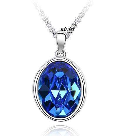 EYE CATCHING TANZANITE SWAROVSKI OVAL on chain