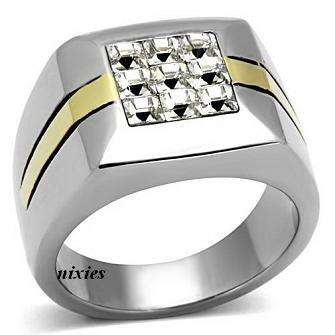 ELEGANT STAINLESS STEEL GENTS RING - SIZE 9(S)